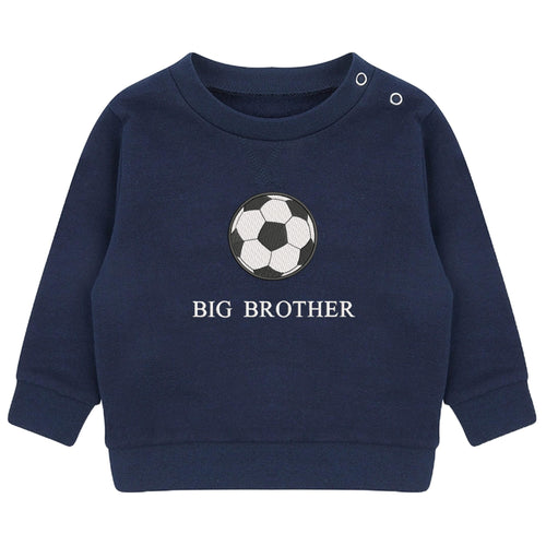 Embroidered Football Big & Little Brother Boys Sustainable Sweatshirts Navy Toddler Kids New Matching Siblings