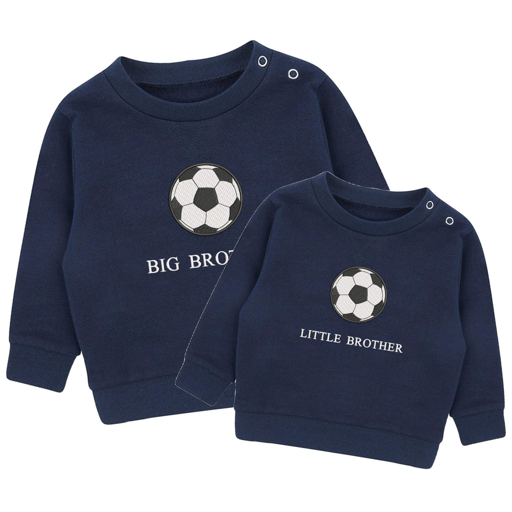 Embroidered Football Big & Little Brother Boys Sustainable Sweatshirts Navy Toddler Kids New Matching Siblings