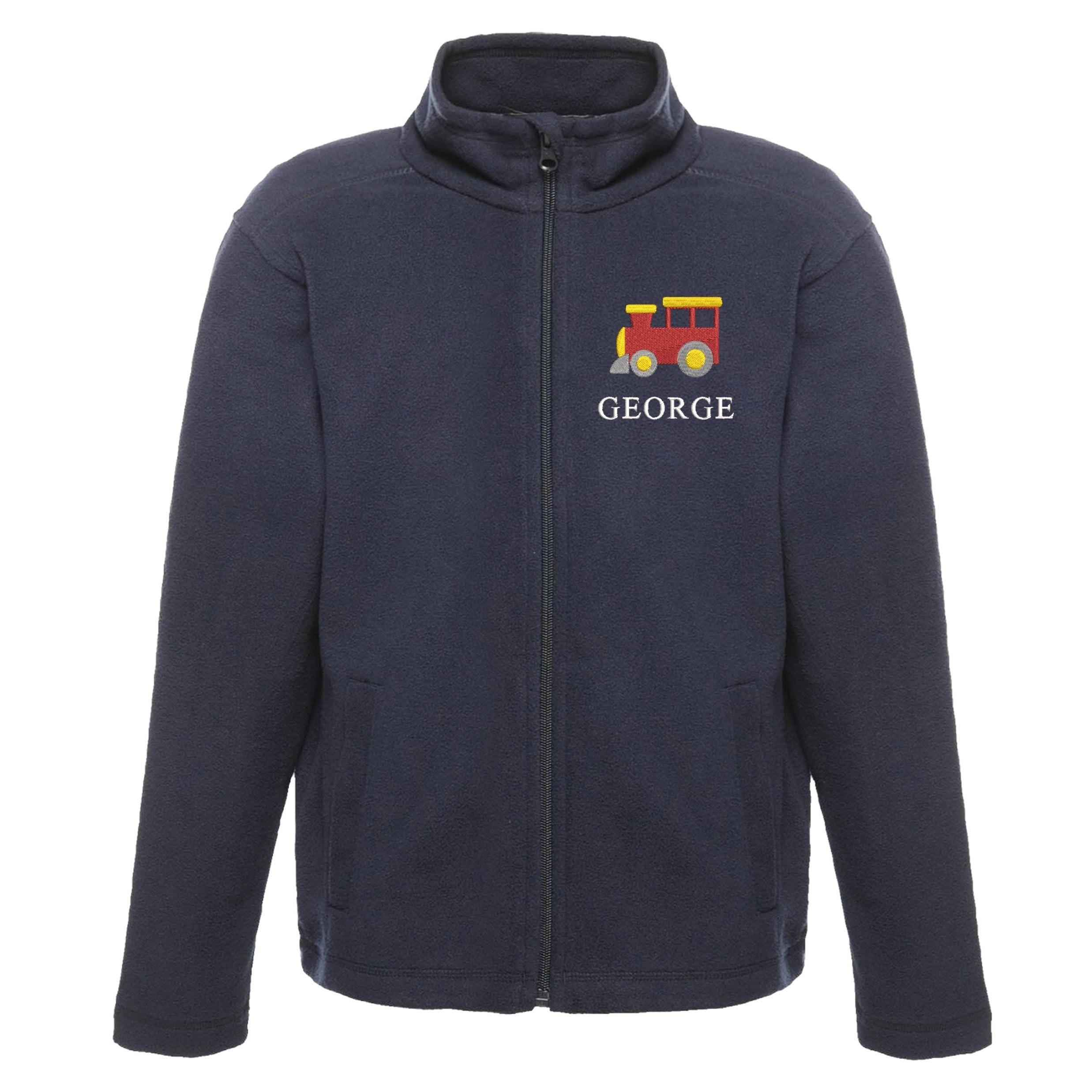 Embroidered Regatta Kids Personalised Name Train Boys Fleece Jacket Navy Custom Text Coat