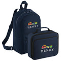 Embroidered Train Kids Personalised Name Backpack & Lunch Bag Set Boys Navy Custom School Rucksack Nursery Bag