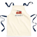 Embroidered Boys Personalised Name Fire Engine Truck Craft Apron Fairtrade Cotton Kitchen Baking Gift