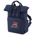 Embroidered Kids Fire Engine Truck Personalised Name Mini Roll Top Backpack Boys Custom School Rucksack Nursery Bag