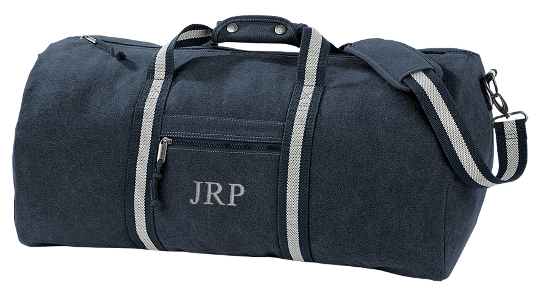 Embroidered Personalised Initials Monogram Vintage Canvas Holdall Weekend Overnighter Bag