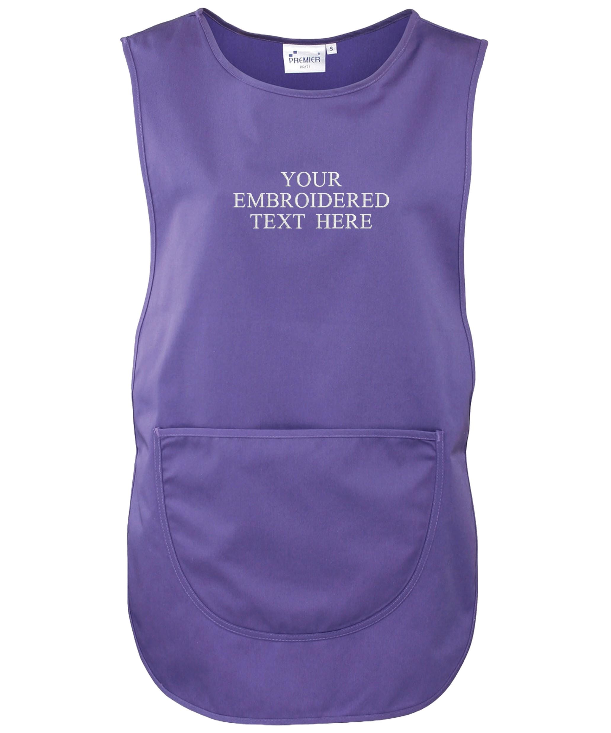 Embroidered Ladies Personalised Text Tabard Apron Custom Name Cleaner Hairdresser Beautician Uniform