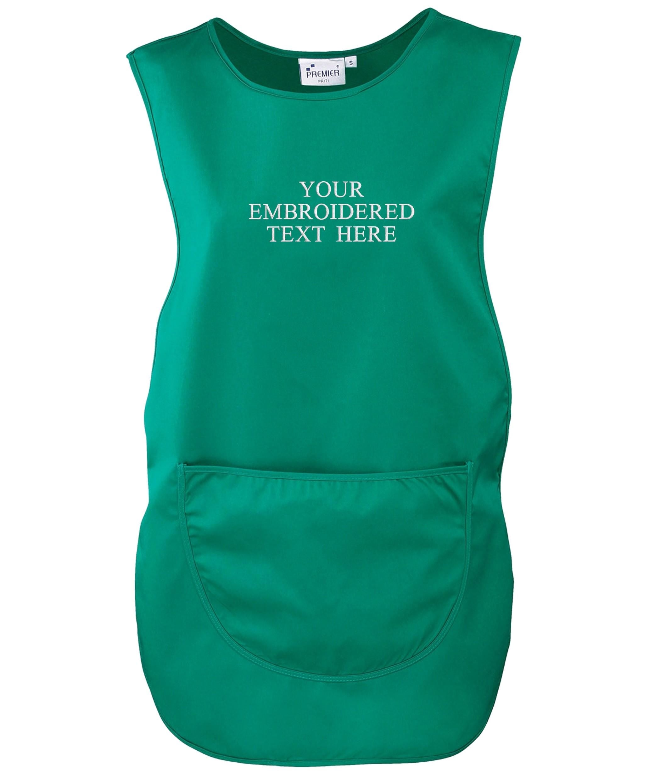 Embroidered Ladies Personalised Text Tabard Apron Custom Name Cleaner Hairdresser Beautician Uniform