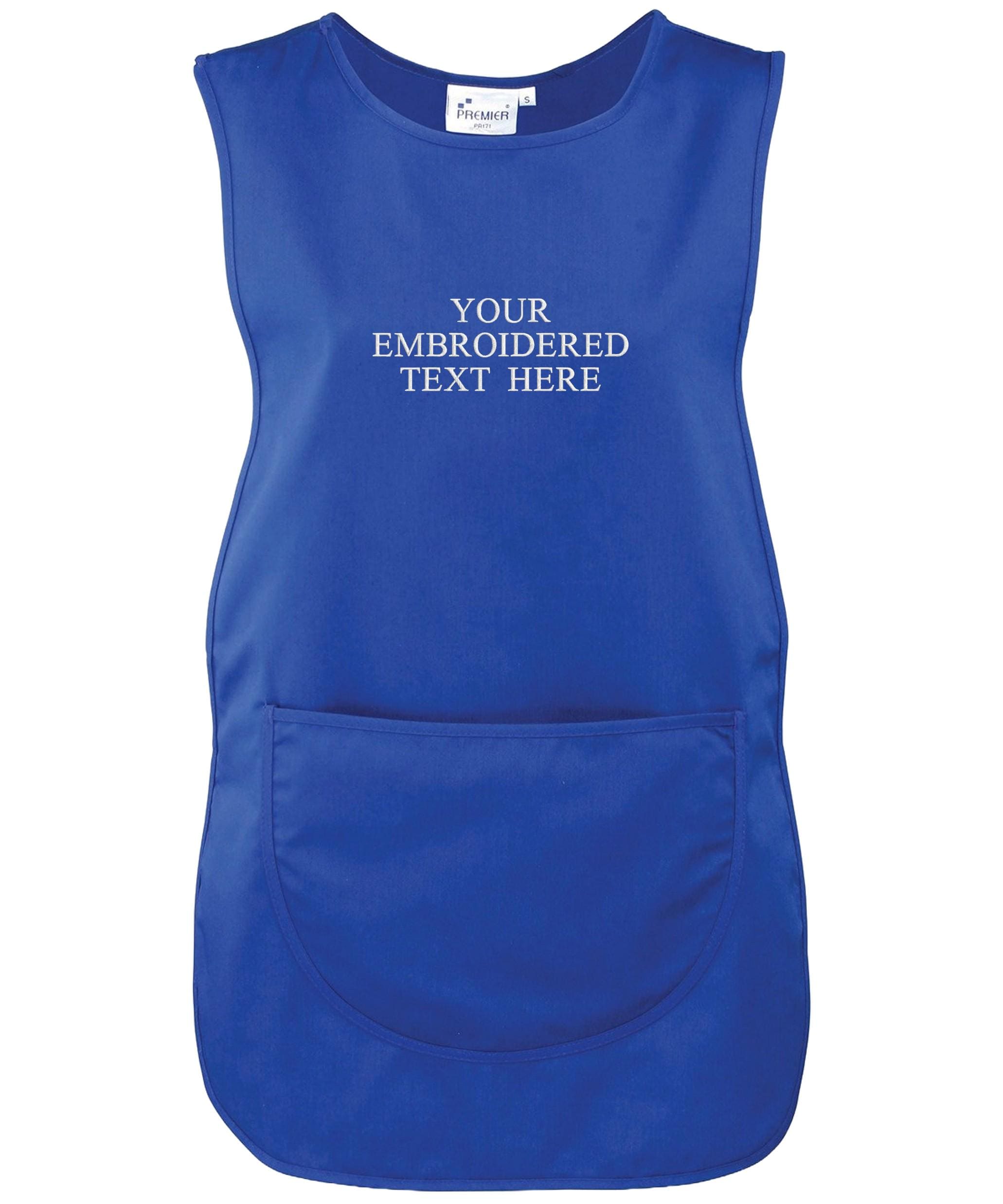 Embroidered Ladies Personalised Text Tabard Apron Custom Name Cleaner Hairdresser Beautician Uniform