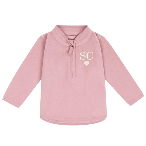 Embroidered Baby & Toddler Personalised Initials Heart Fleece Jacket Pink Girls Custom Name Text