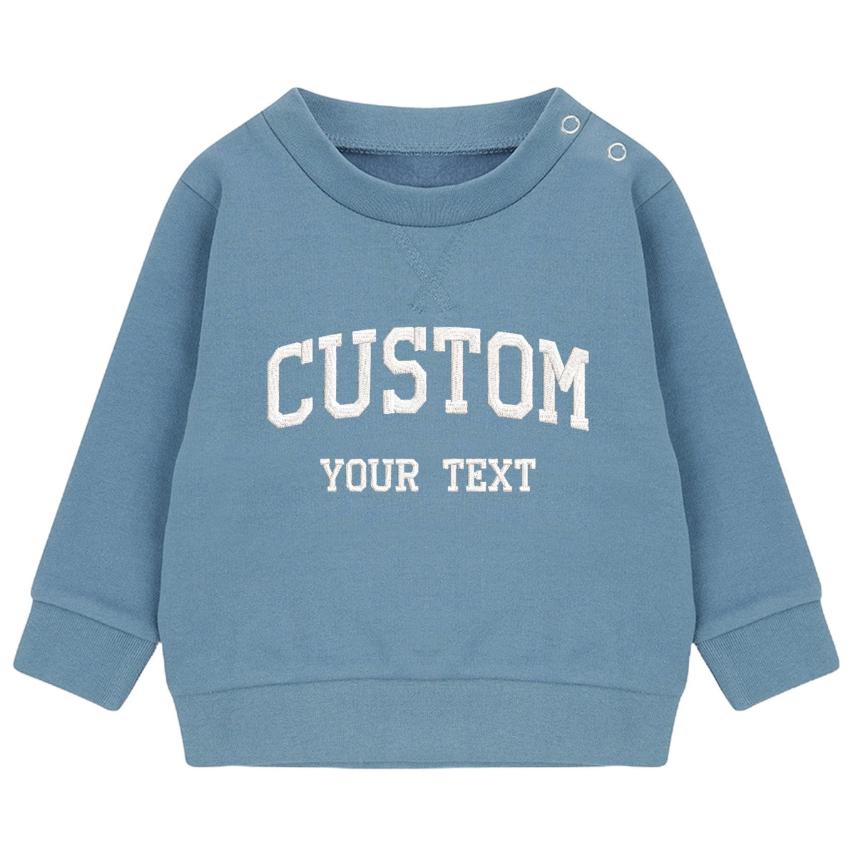 Embroidered Personalised Varsity College Your Text Boys & Girls Sustainable Sweatshirts Baby and Toddler Custom Design Jumper Gift