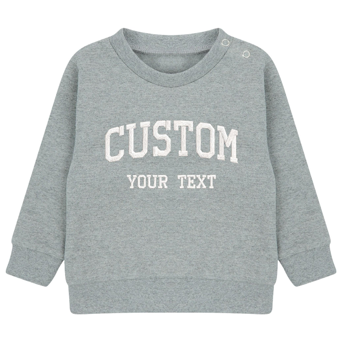 Embroidered Personalised Varsity College Your Text Boys & Girls Sustainable Sweatshirts Baby and Toddler Custom Design Jumper Gift