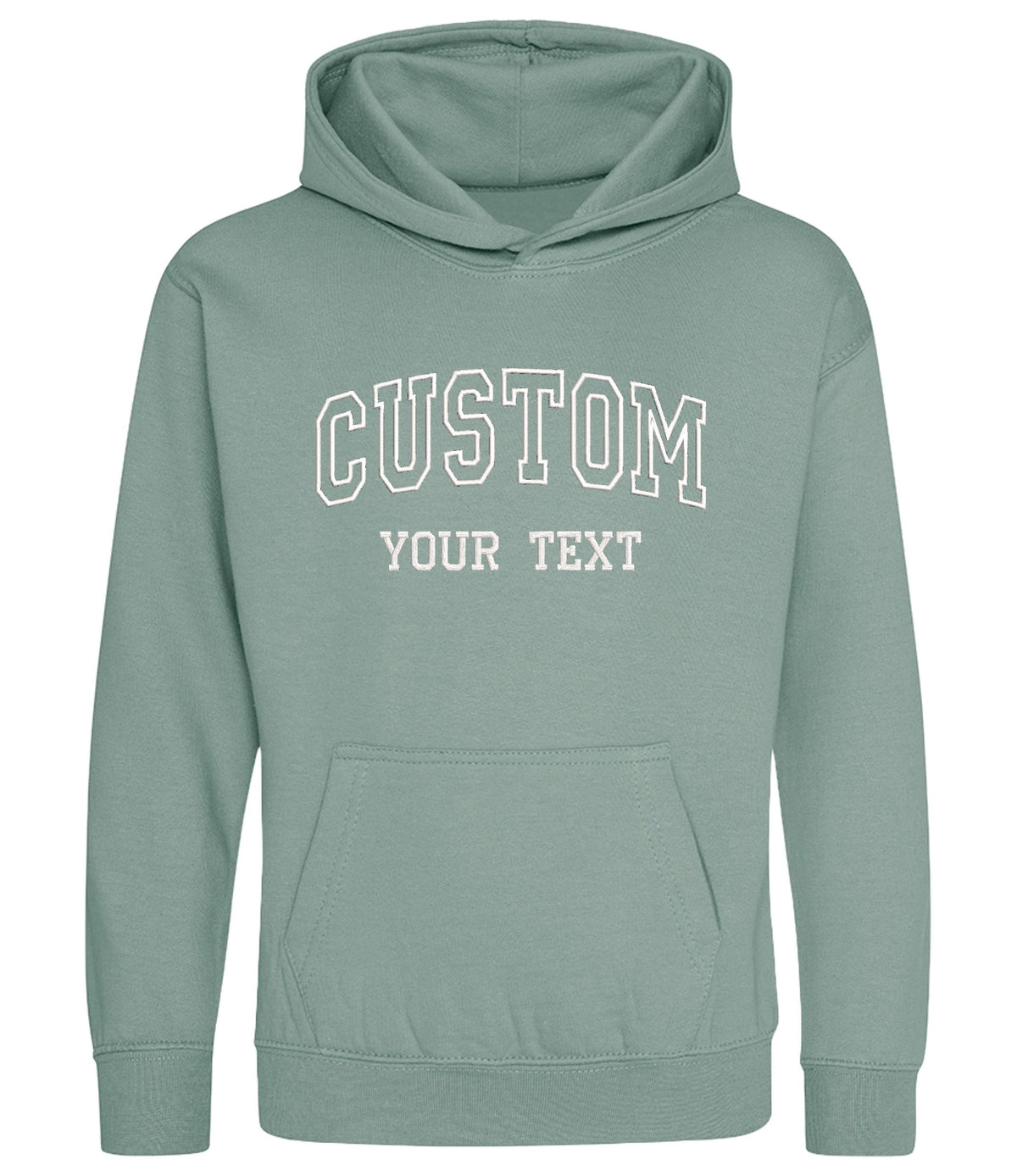 Embroidered Personalised College Varsity Text Hoodie (Kids & Adults Sizes) Custom Name Your Design Girls Boys Ladies Mens