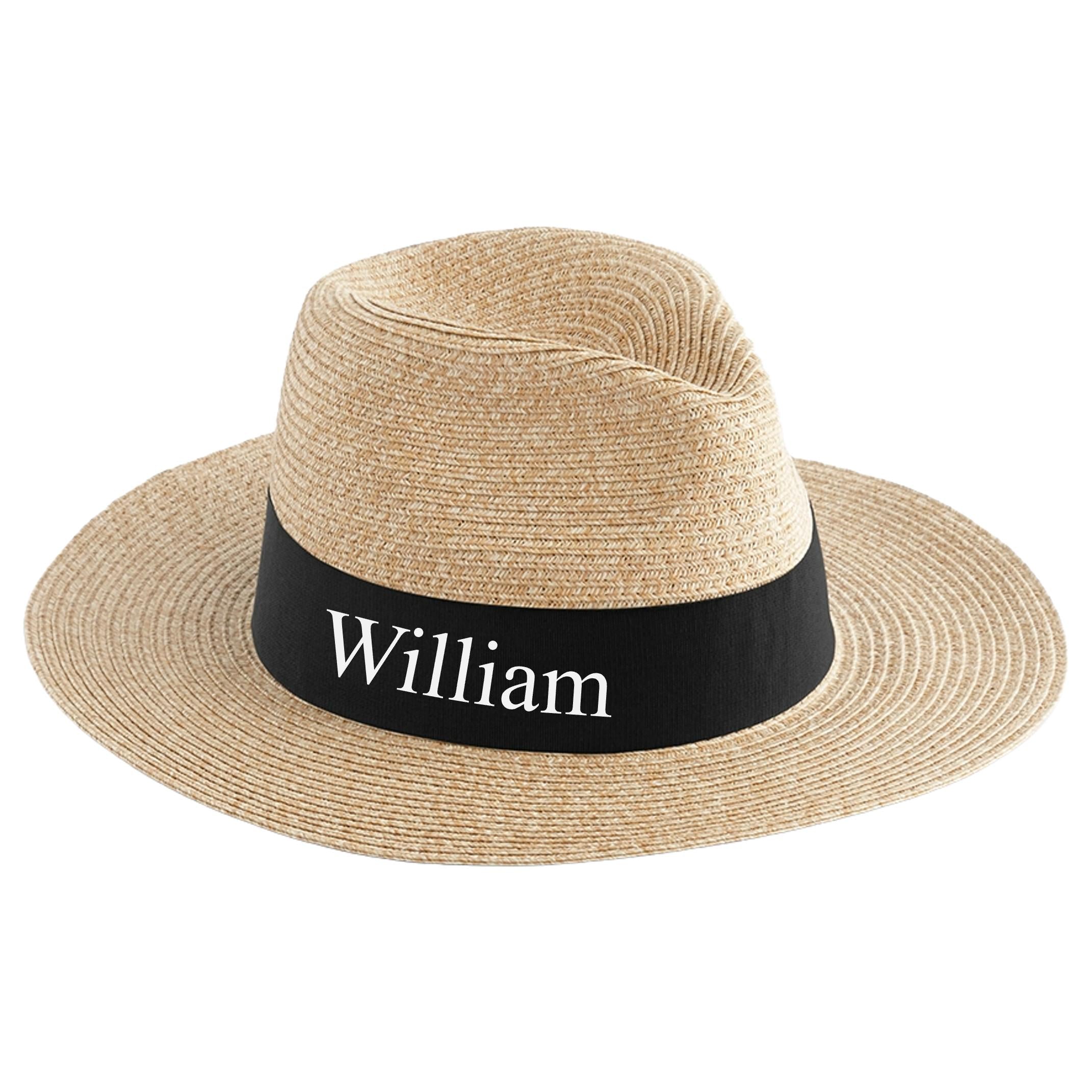 Personalised Name Straw Fedora Custom Text Beach Summer Hat