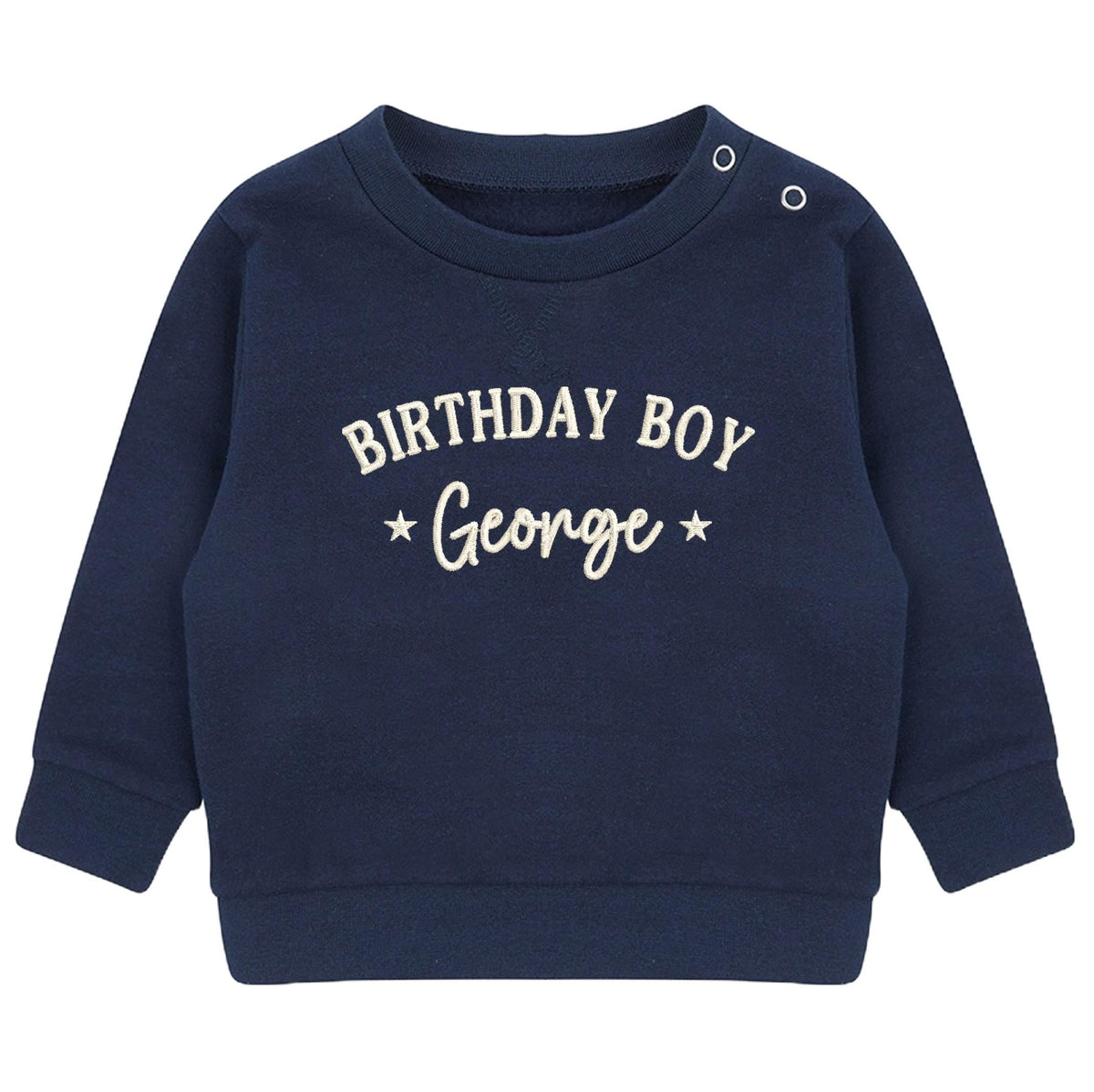 Embroidered Personalised Name Birthday Boy Baby & Toddler Sustainable Sweatshirt Party Outfit