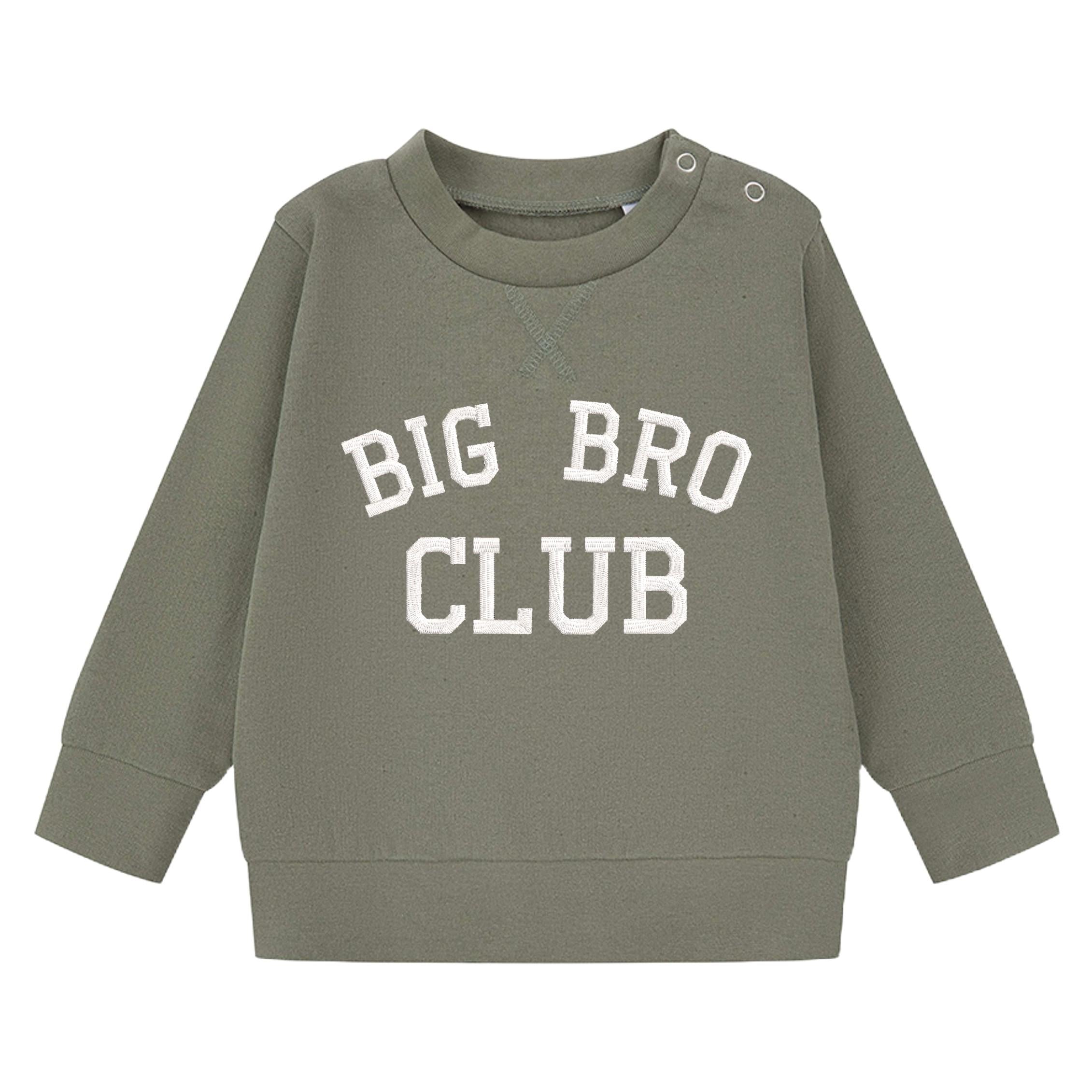 Embroidered Big Brother Club Boys Sustainable Sweatshirts Toddler and Kids New Brother Gift