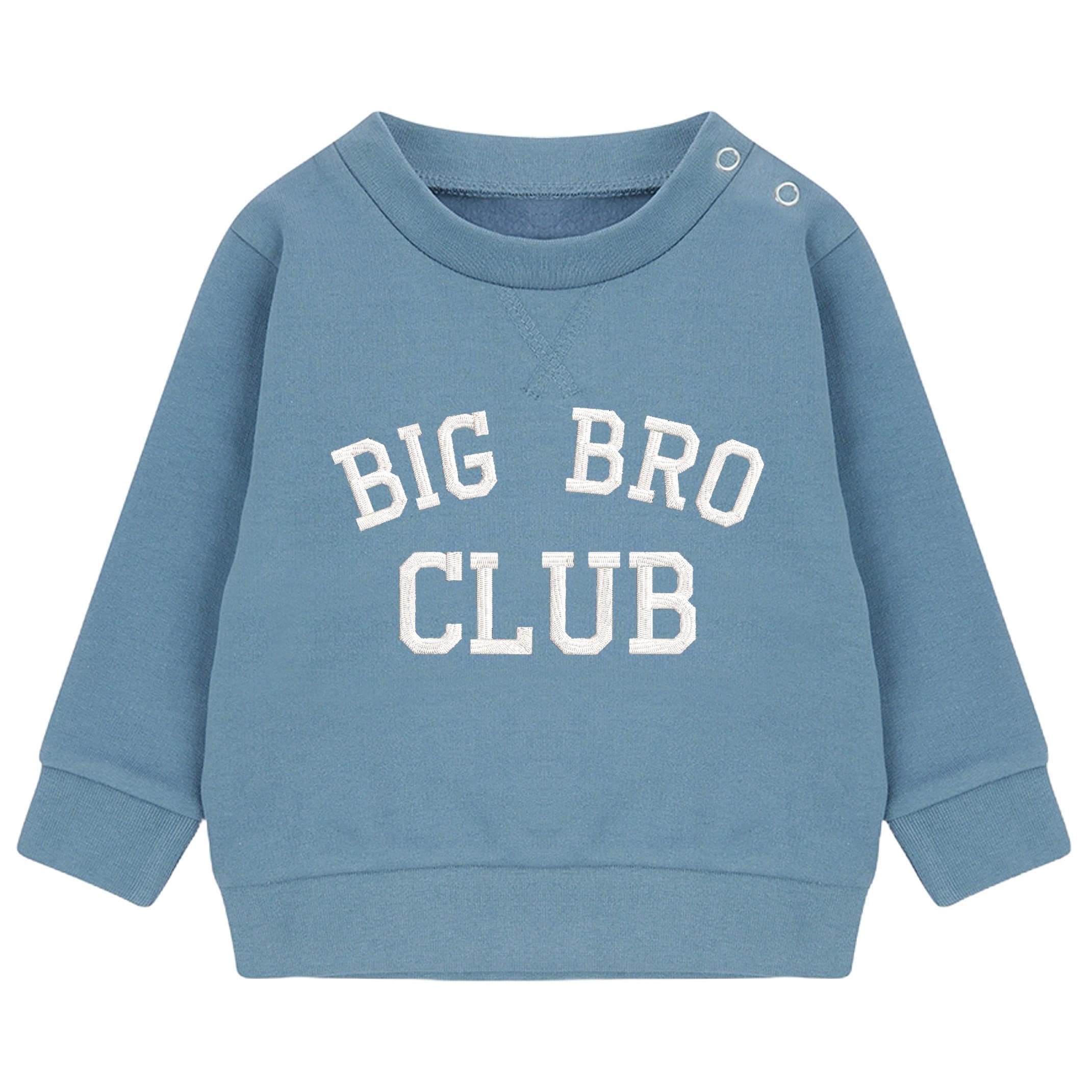 Embroidered Big Brother Club Boys Sustainable Sweatshirts Toddler and Kids New Brother Gift