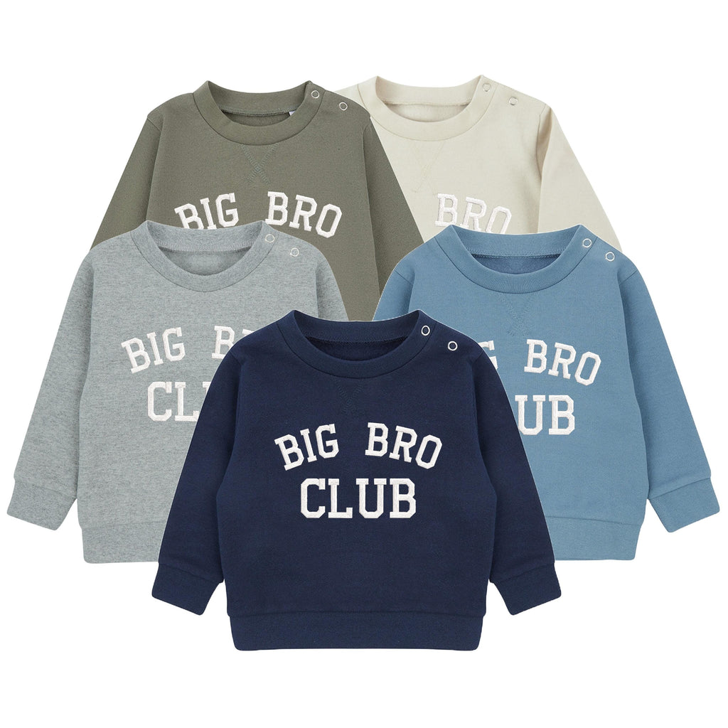Embroidered Big Brother Club Boys Sustainable Sweatshirts Toddler and Kids New Brother Gift