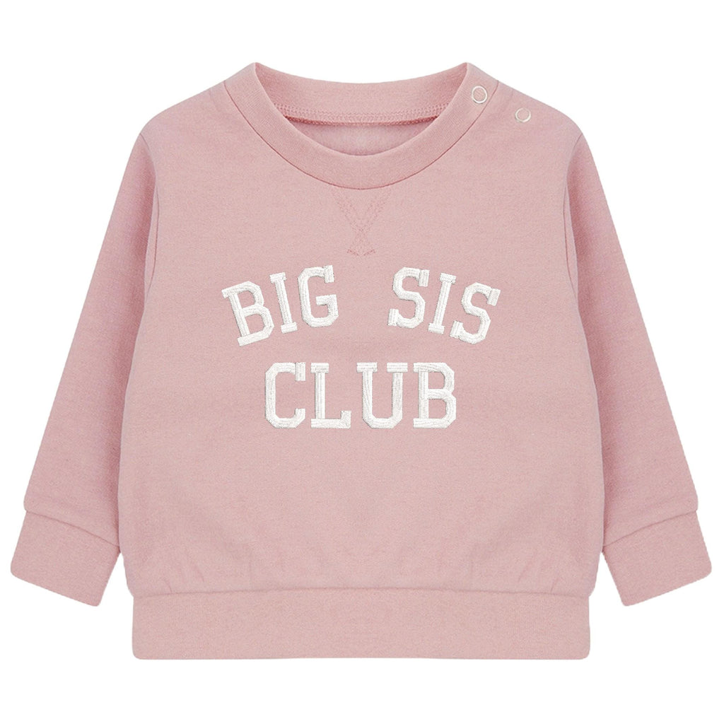 Embroidered Big Sister Club Girls Sustainable Sweatshirts Toddler and Kids New Baby Gift