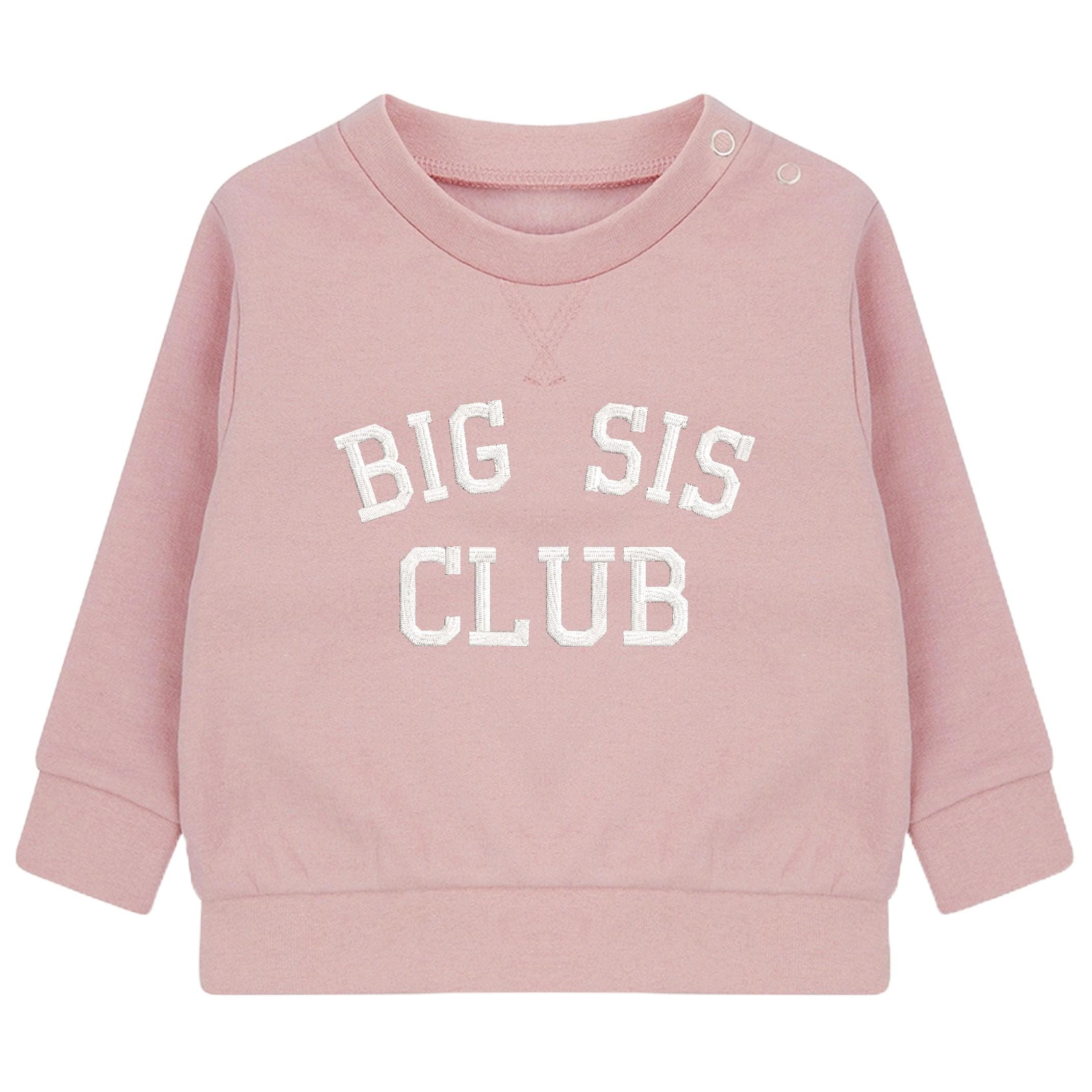 Embroidered Big Sister Club Girls Sustainable Sweatshirts Toddler and Kids New Baby Gift
