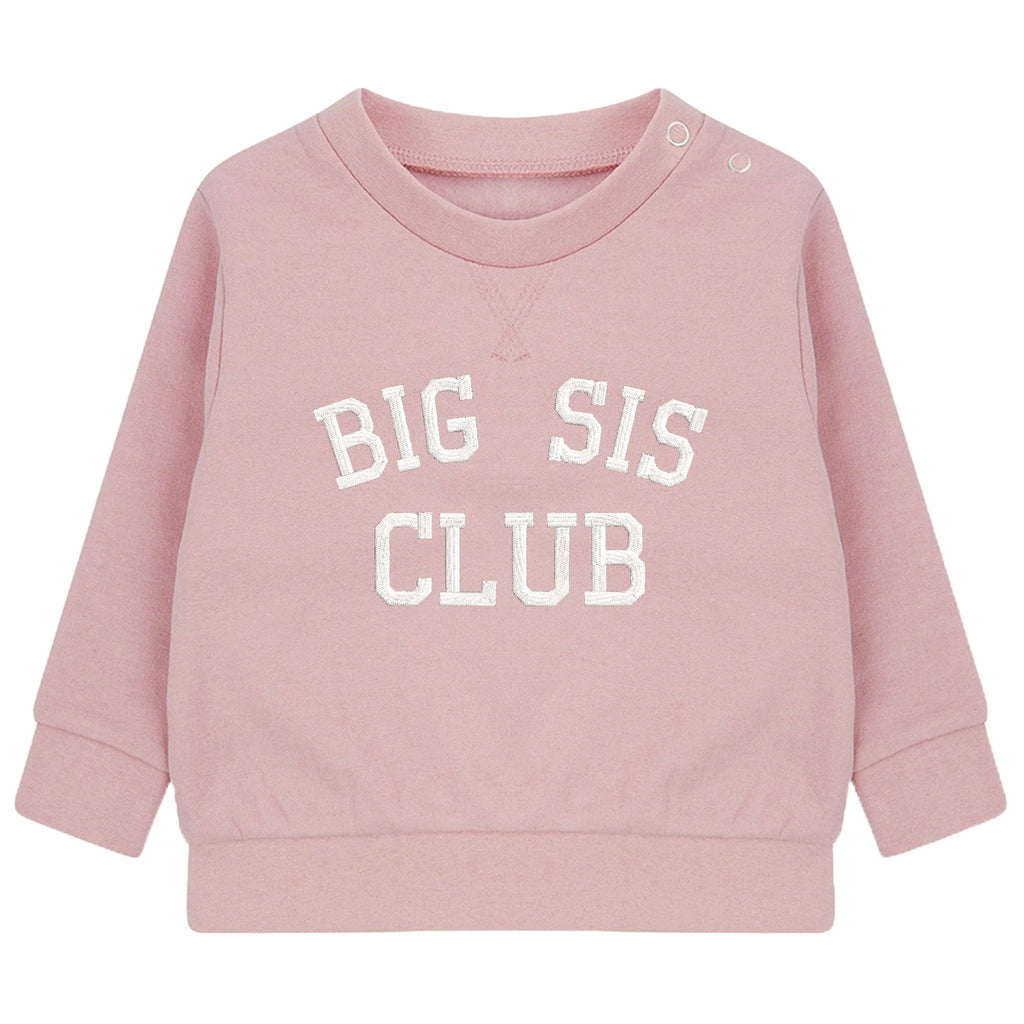 Embroidered Big Sister Club Girls Sustainable Sweatshirts Toddler and Kids New Baby Gift