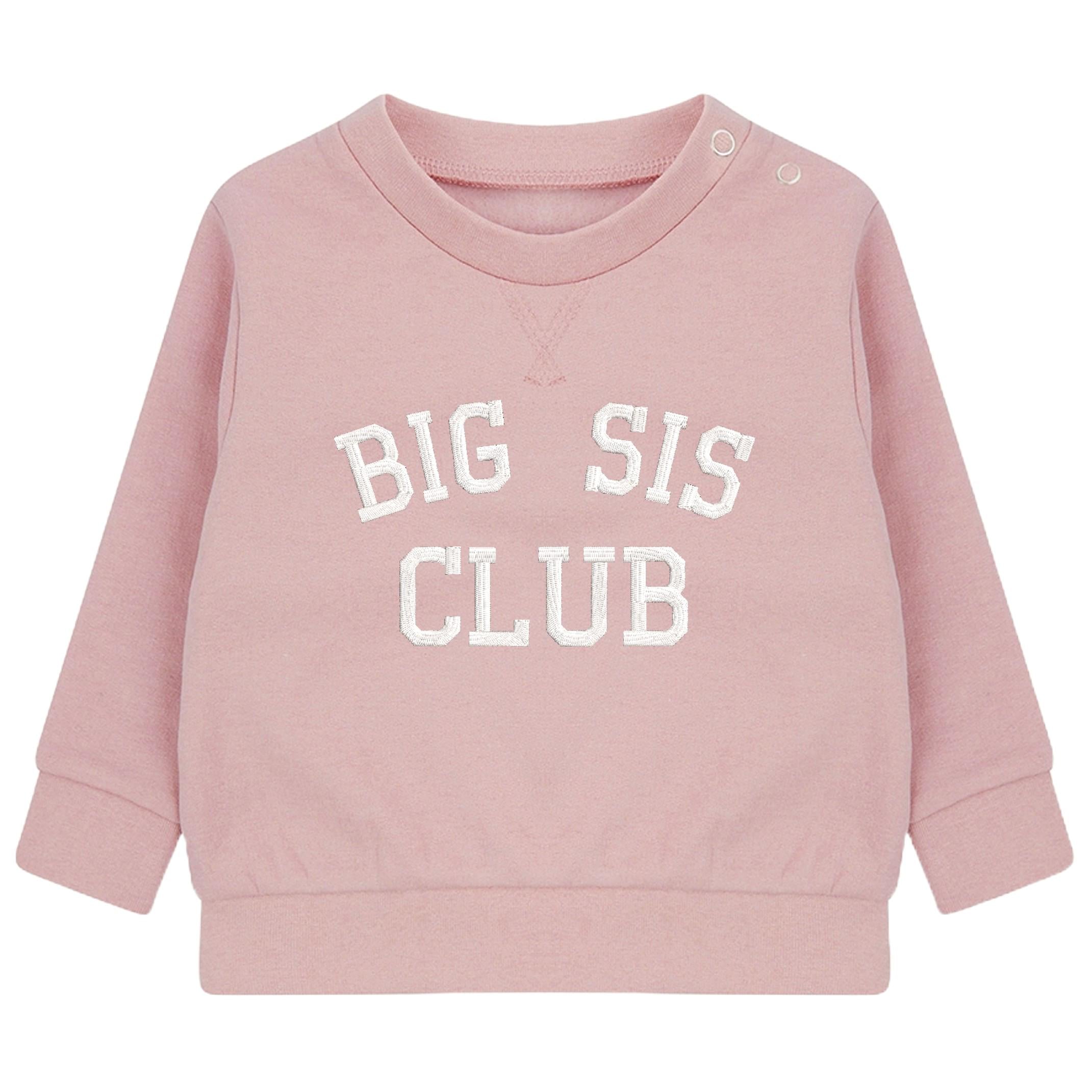 Embroidered Big Sister Club Girls Sustainable Sweatshirts Toddler and Kids New Baby Gift