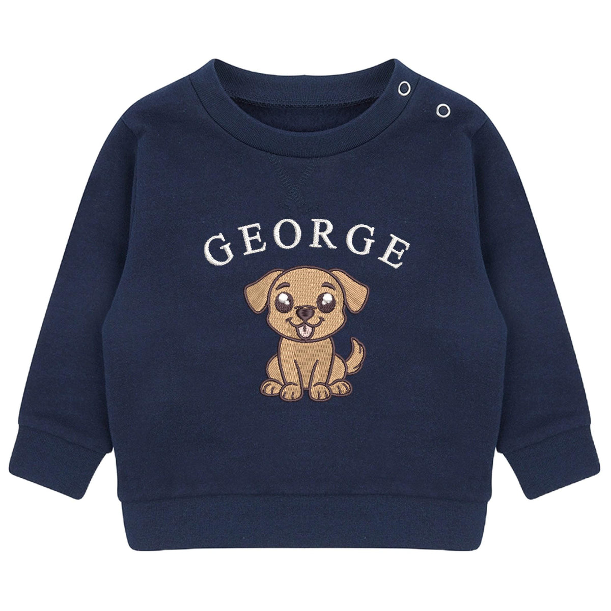 Embroidered Puppy Personalised Name Sustainable Sweatshirt Custom Baby & Toddler Jumper