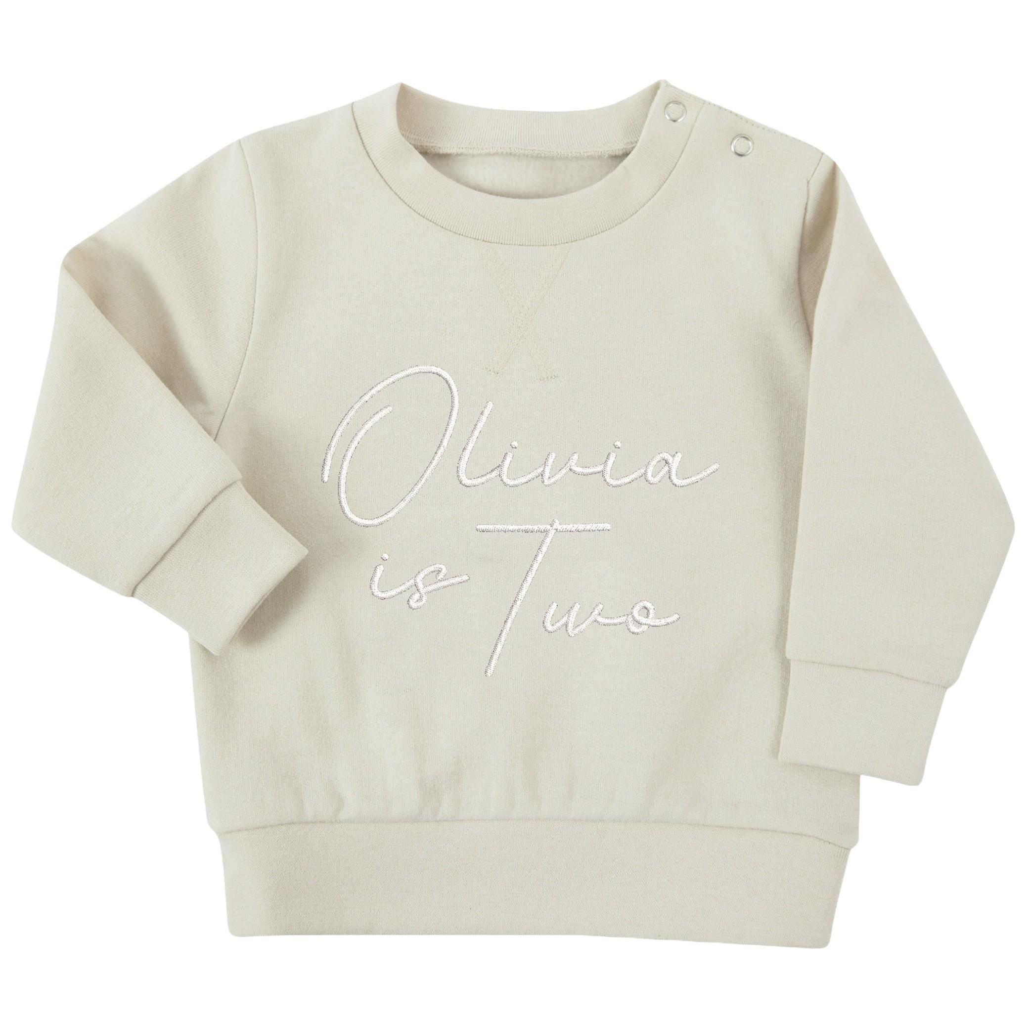 Embroidered Personalised Name Is One Boys & Girls Sustainable Sweatshirts Baby and Toddler Custom Jumper 1st Birthday Gift