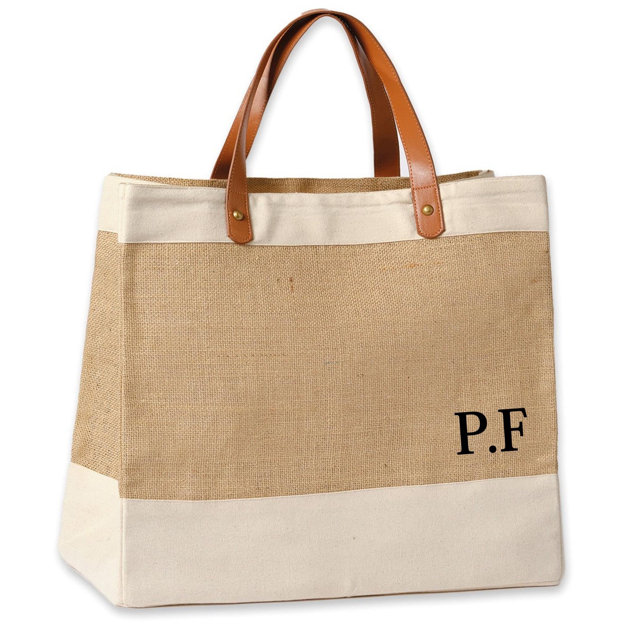 Personalised Jute Bag Custom Name Initials Ladies Handbag Tote Shopper