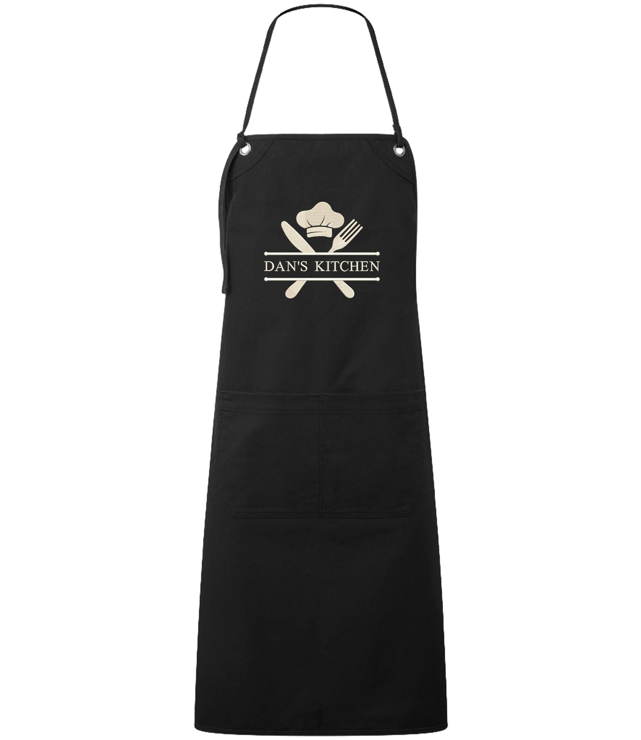 Embroidered Personalised Name Chef Apron Custom Text Kitchen Baking BBQ Gift