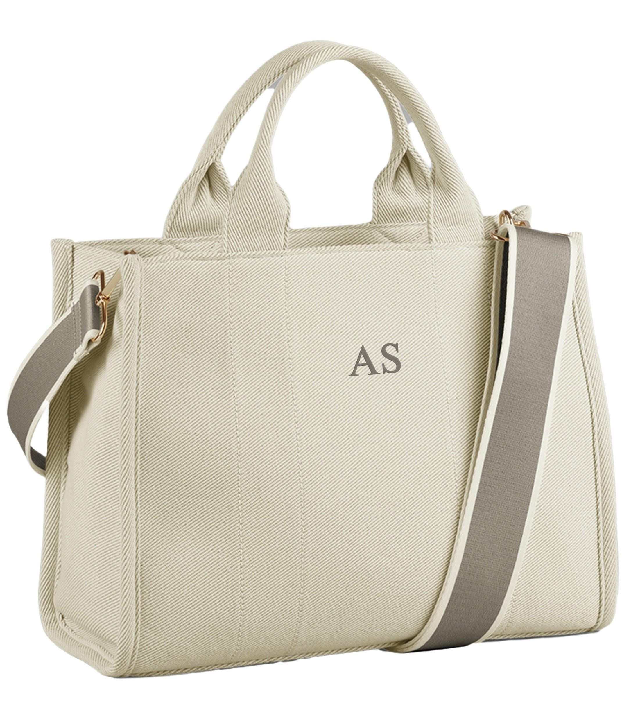 Embroidered Personalised Initials Tote Bag Custom Monogram Ladies Handbag