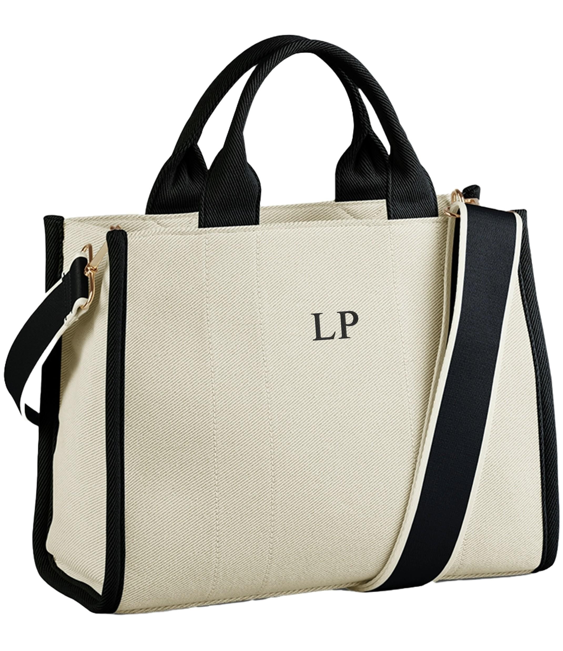 Embroidered Personalised Initials Tote Bag Custom Monogram Ladies Handbag