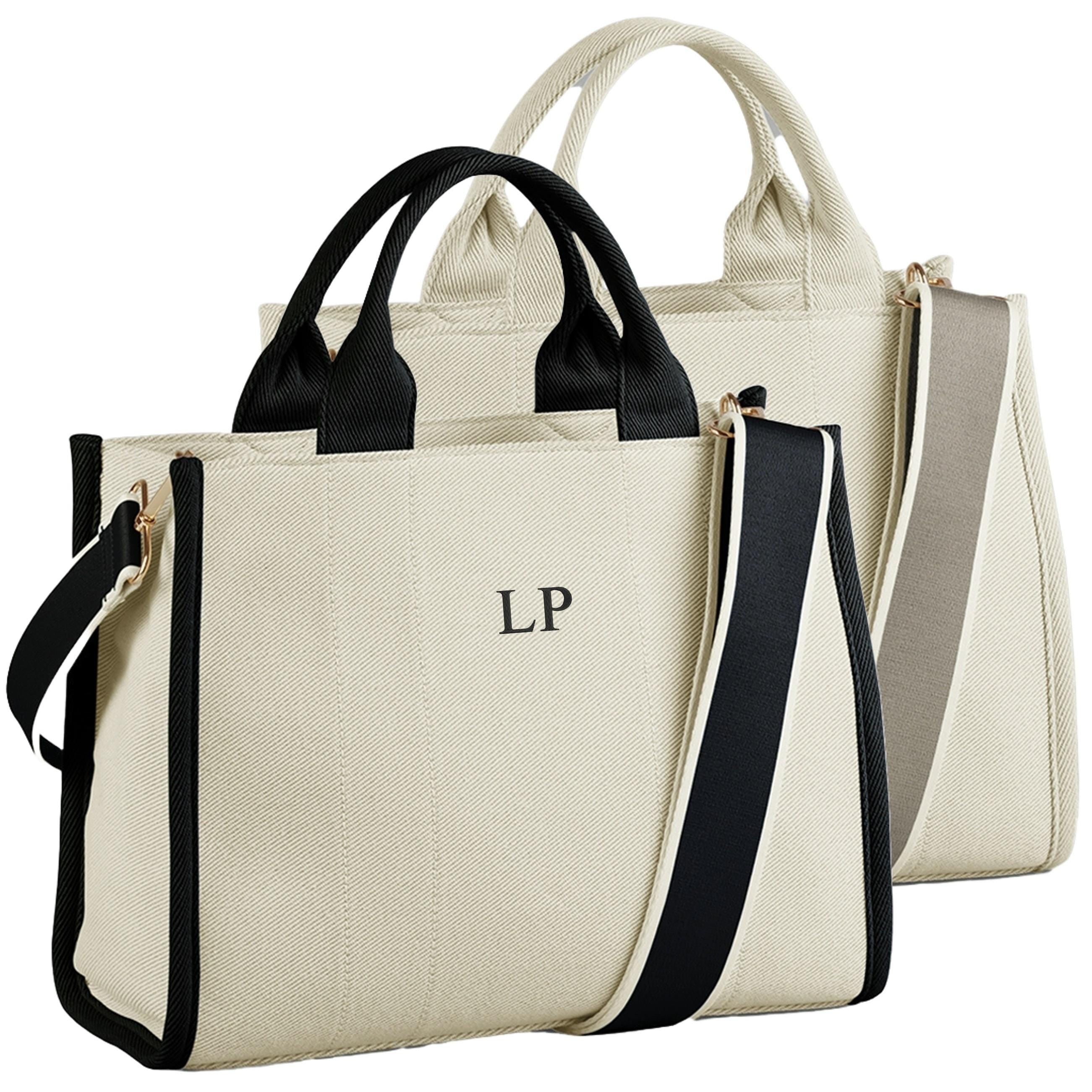 Embroidered Personalised Initials Tote Bag Custom Monogram Ladies Handbag