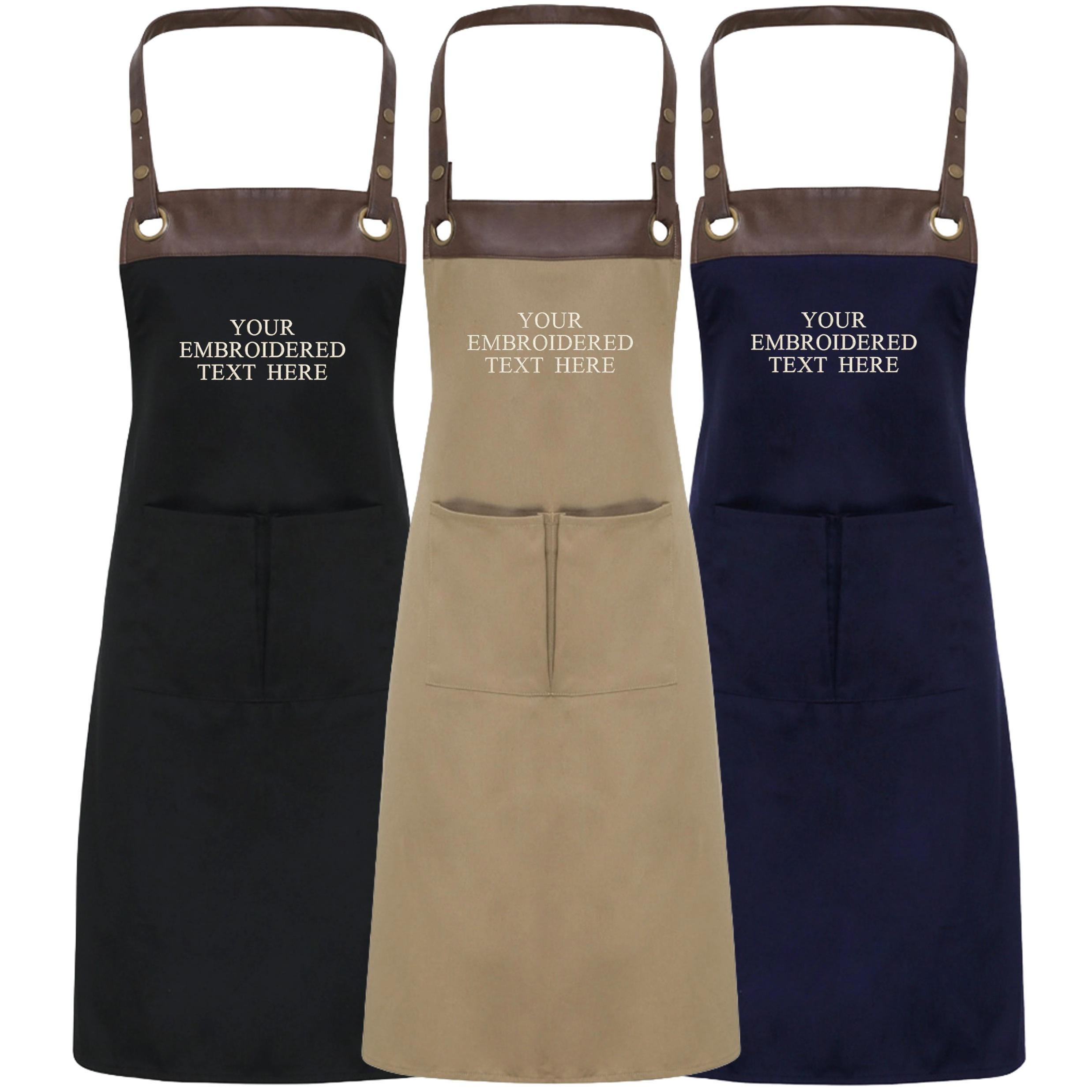 Embroidered Personalised Text Apron Custom Name Business Kitchen Baking Gift
