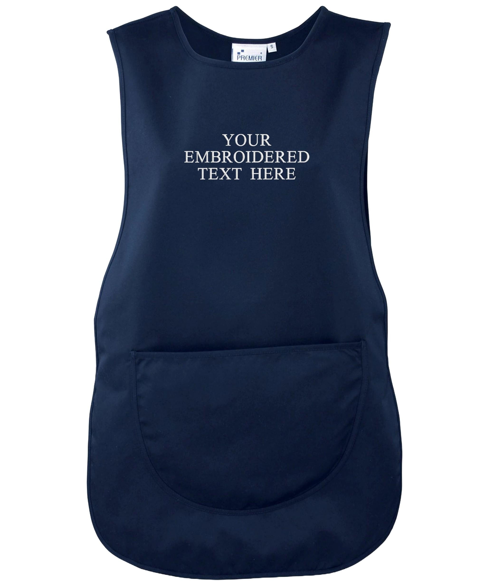 Embroidered Ladies Personalised Text Tabard Apron Custom Name Cleaner Hairdresser Beautician Uniform