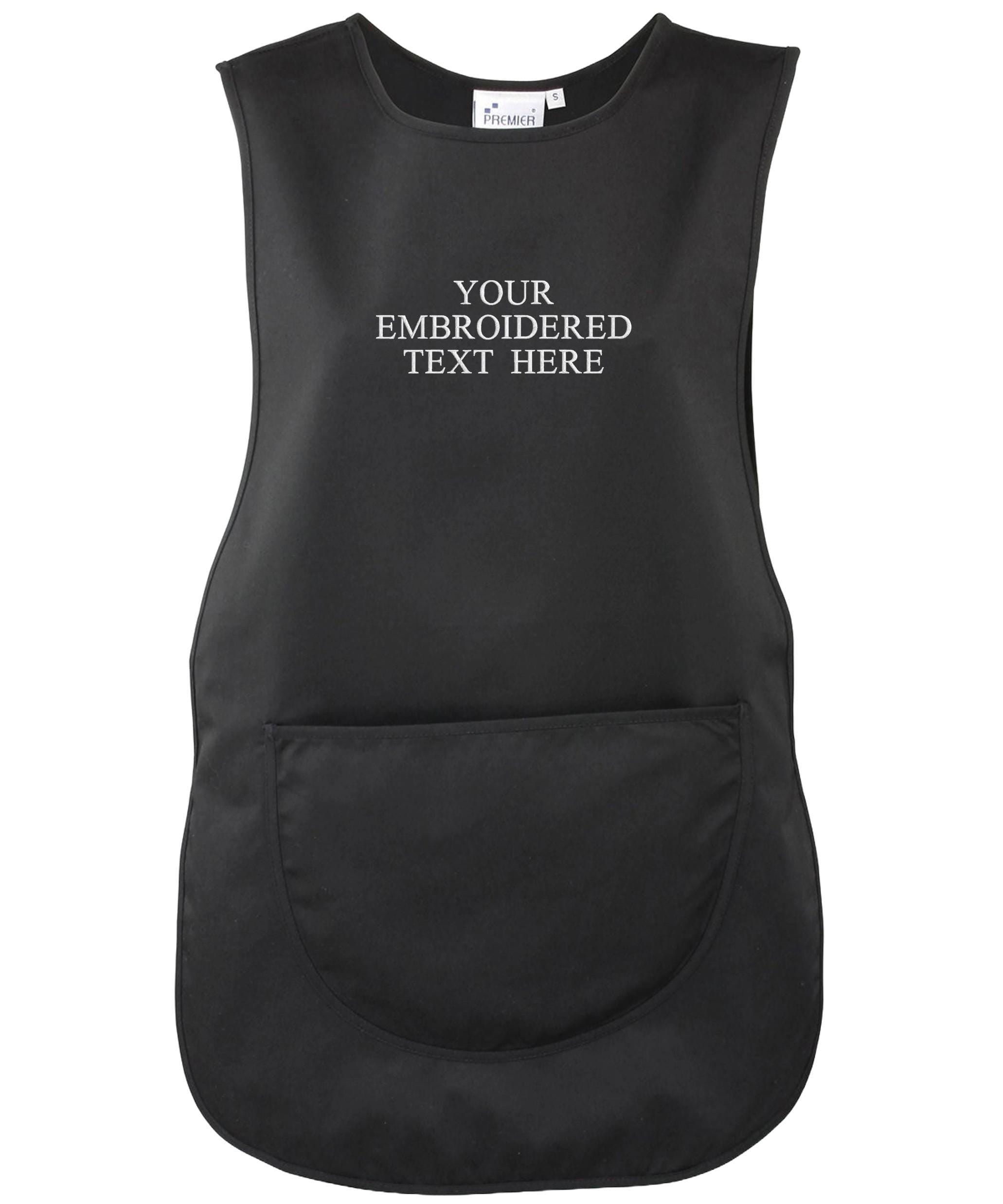 Embroidered Ladies Personalised Text Tabard Apron Custom Name Cleaner Hairdresser Beautician Uniform