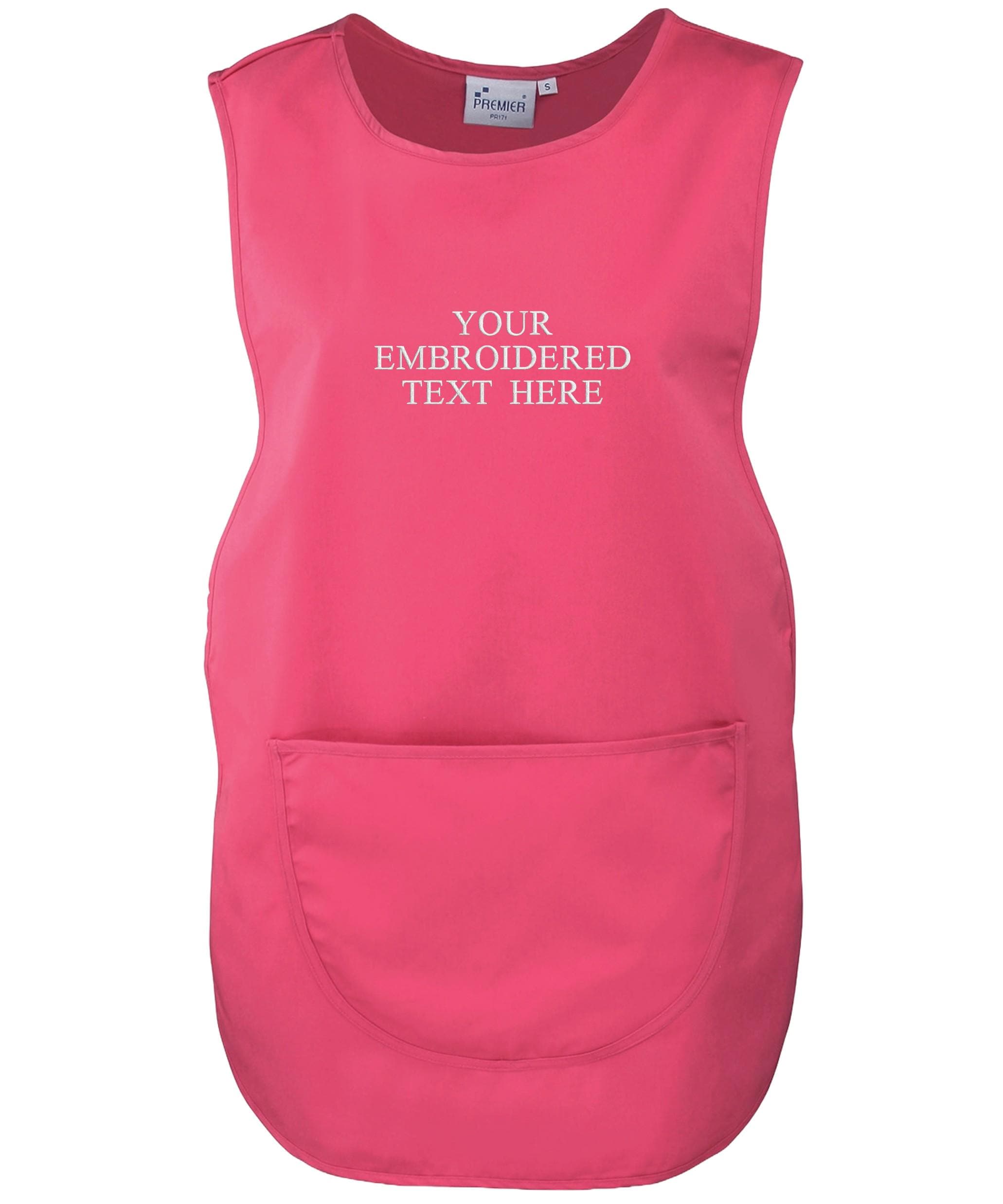 Embroidered Ladies Personalised Text Tabard Apron Custom Name Cleaner Hairdresser Beautician Uniform