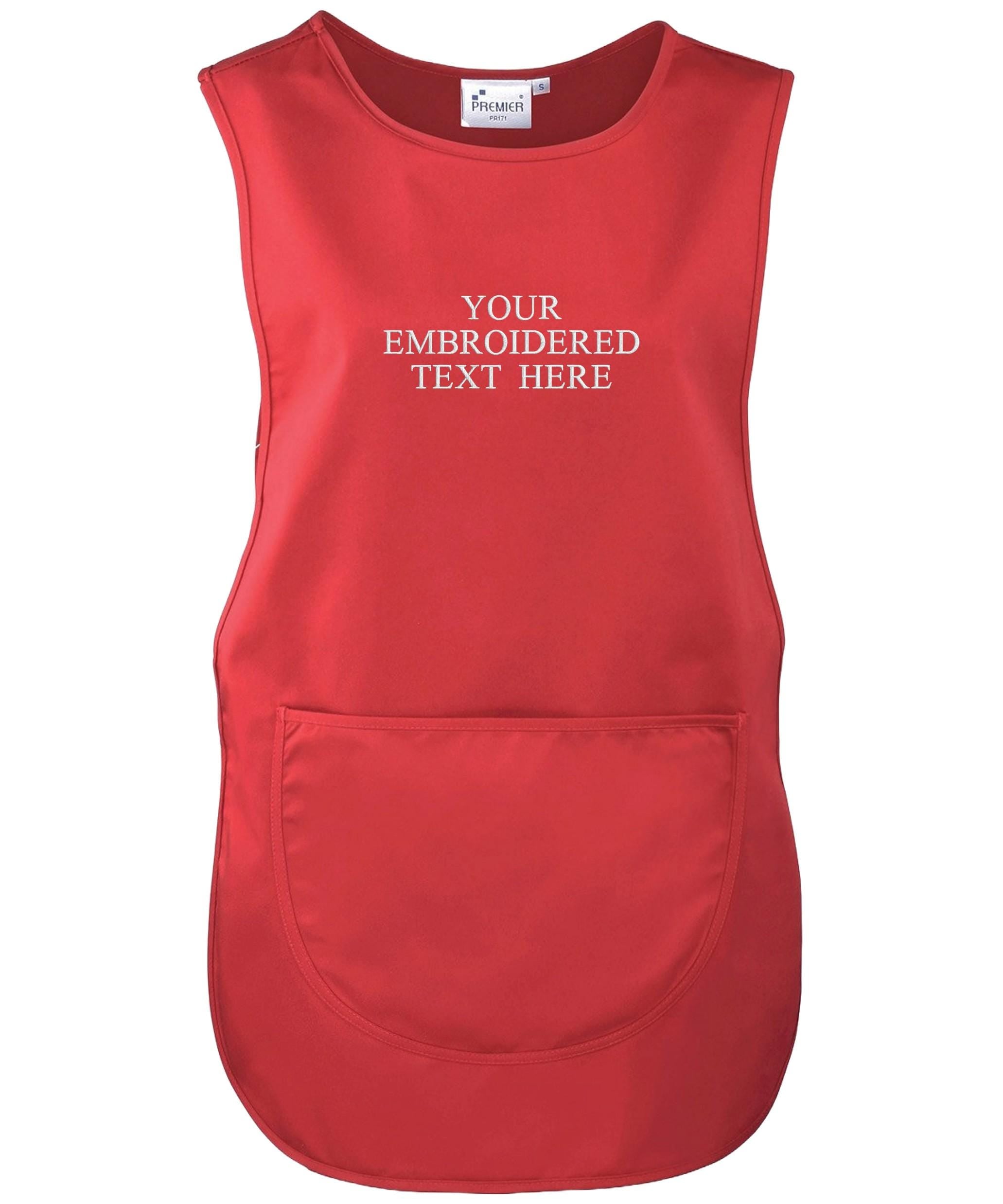 Embroidered Ladies Personalised Text Tabard Apron Custom Name Cleaner Hairdresser Beautician Uniform