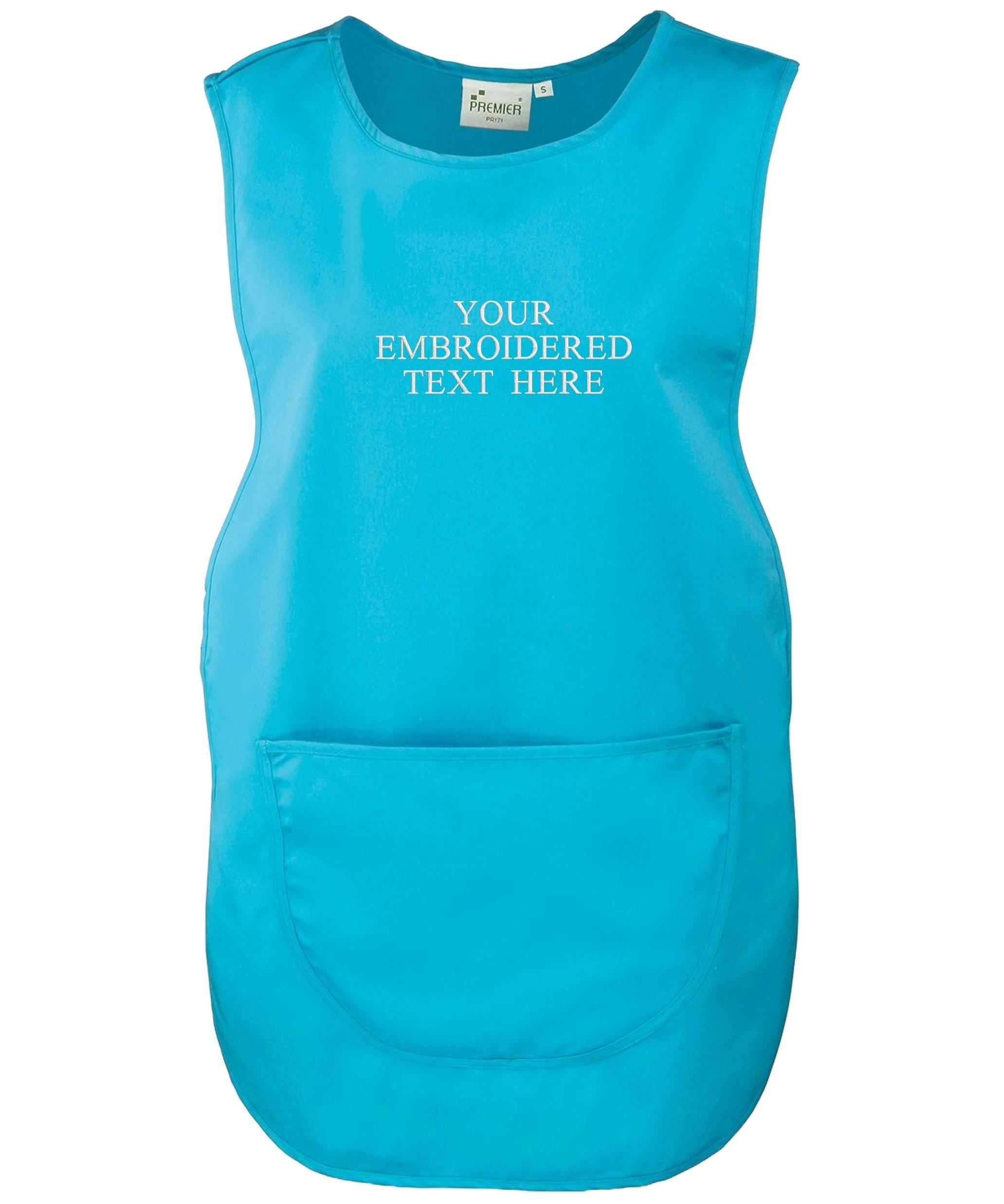 Embroidered Ladies Personalised Text Tabard Apron Custom Name Cleaner Hairdresser Beautician Uniform