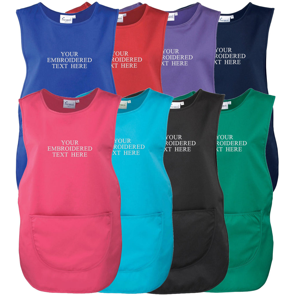 Embroidered Ladies Personalised Text Tabard Apron Custom Name Cleaner Hairdresser Beautician Uniform