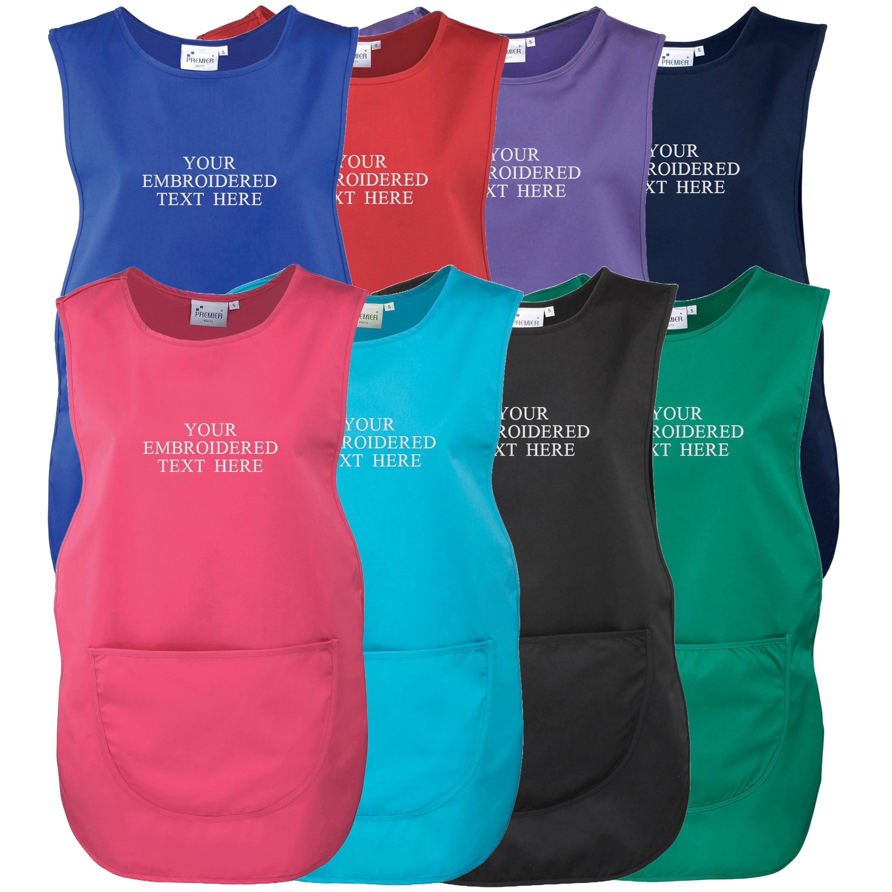 Embroidered Ladies Personalised Text Tabard Apron Custom Name Cleaner Hairdresser Beautician Uniform