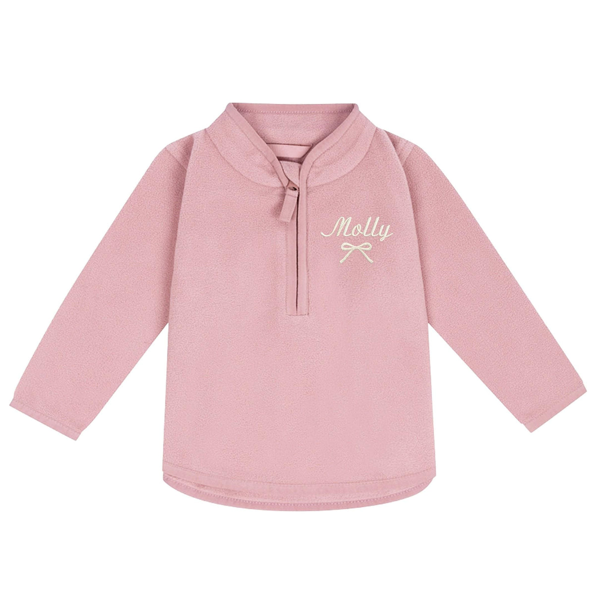 Embroidered Baby & Toddler Personalised Bow Name Fleece Jacket Pink Girls Custom Text