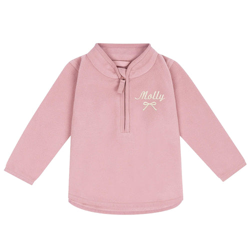 Embroidered Baby & Toddler Personalised Bow Name Fleece Jacket Pink Girls Custom Text