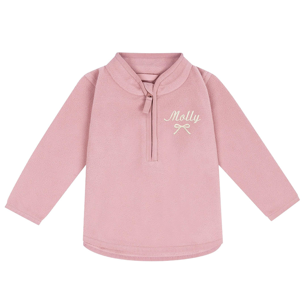 Embroidered Baby & Toddler Personalised Bow Name Fleece Jacket Pink Girls Custom Text