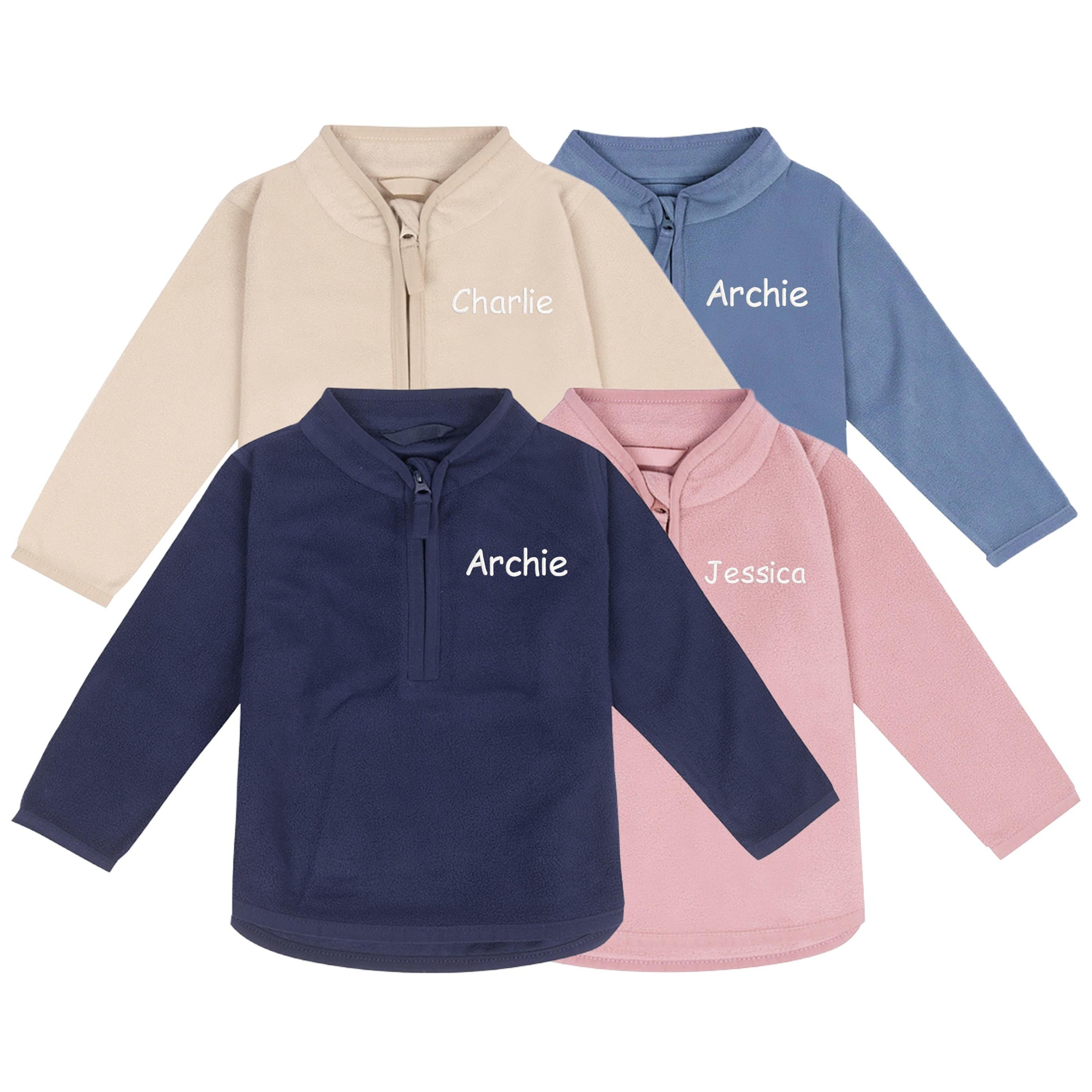 Embroidered Baby & Toddler Personalised Name Fleece Jacket Kids Boys Girls Custom Text