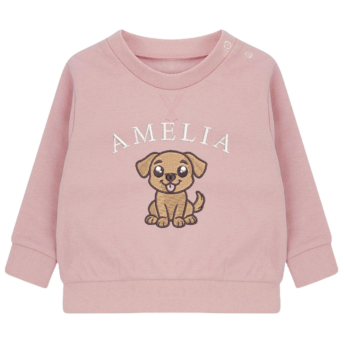 Embroidered Puppy Personalised Name Sustainable Sweatshirt Custom Baby & Toddler Jumper