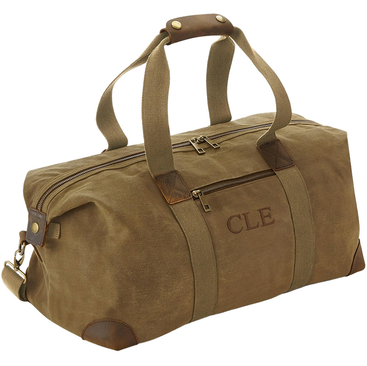 Embroidered Personalised Initials Monogram Waxed Canvas Holdall Weekend Overnighter Bag