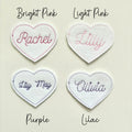 Personalised Embroidered Name Heart Patch Iron On & Sew On Custom Text Badge