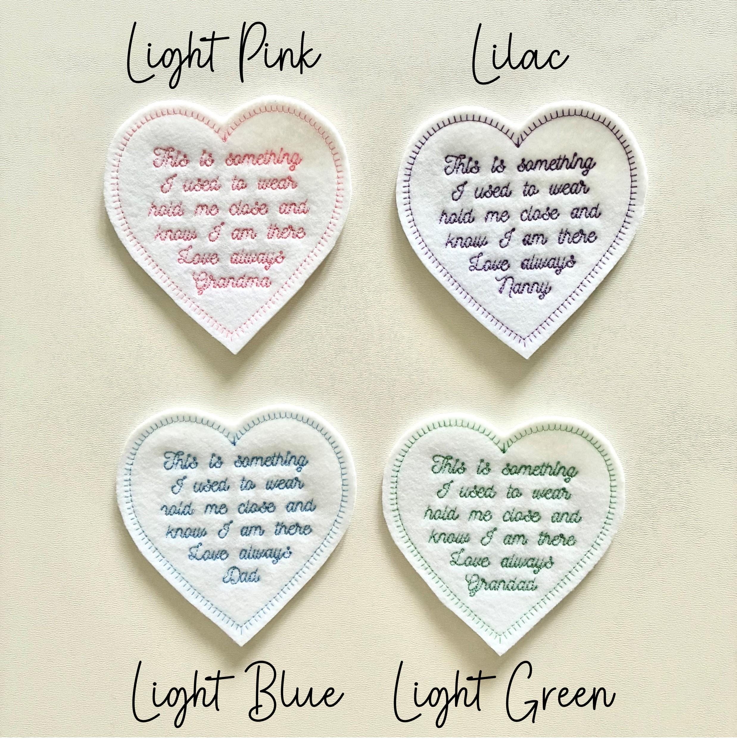 Personalised Embroidered Something I Used To Wear Heart Patch Iron On & Sew On Custom Name Text Memory Cushion Bear