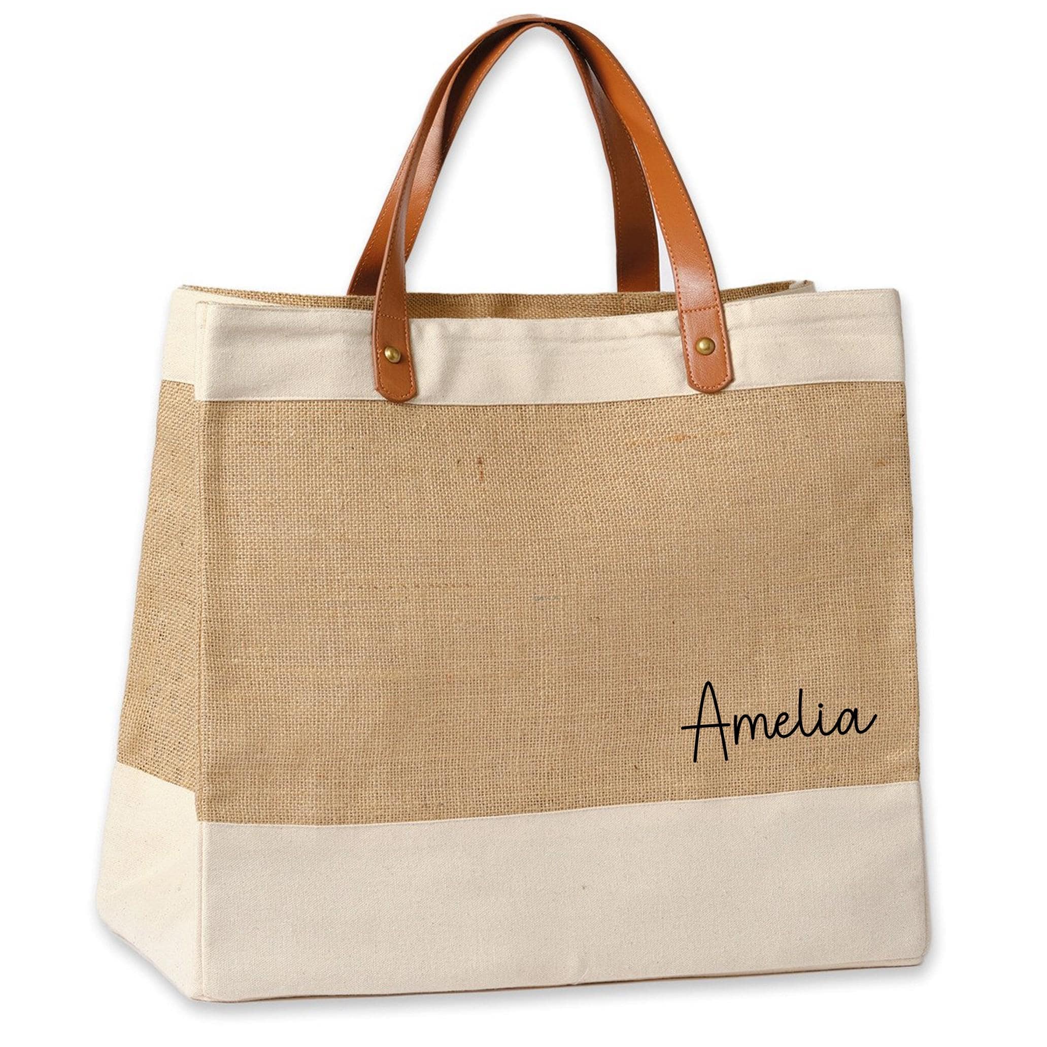 Personalised Jute Bag Custom Name Initials Ladies Handbag Tote Shopper