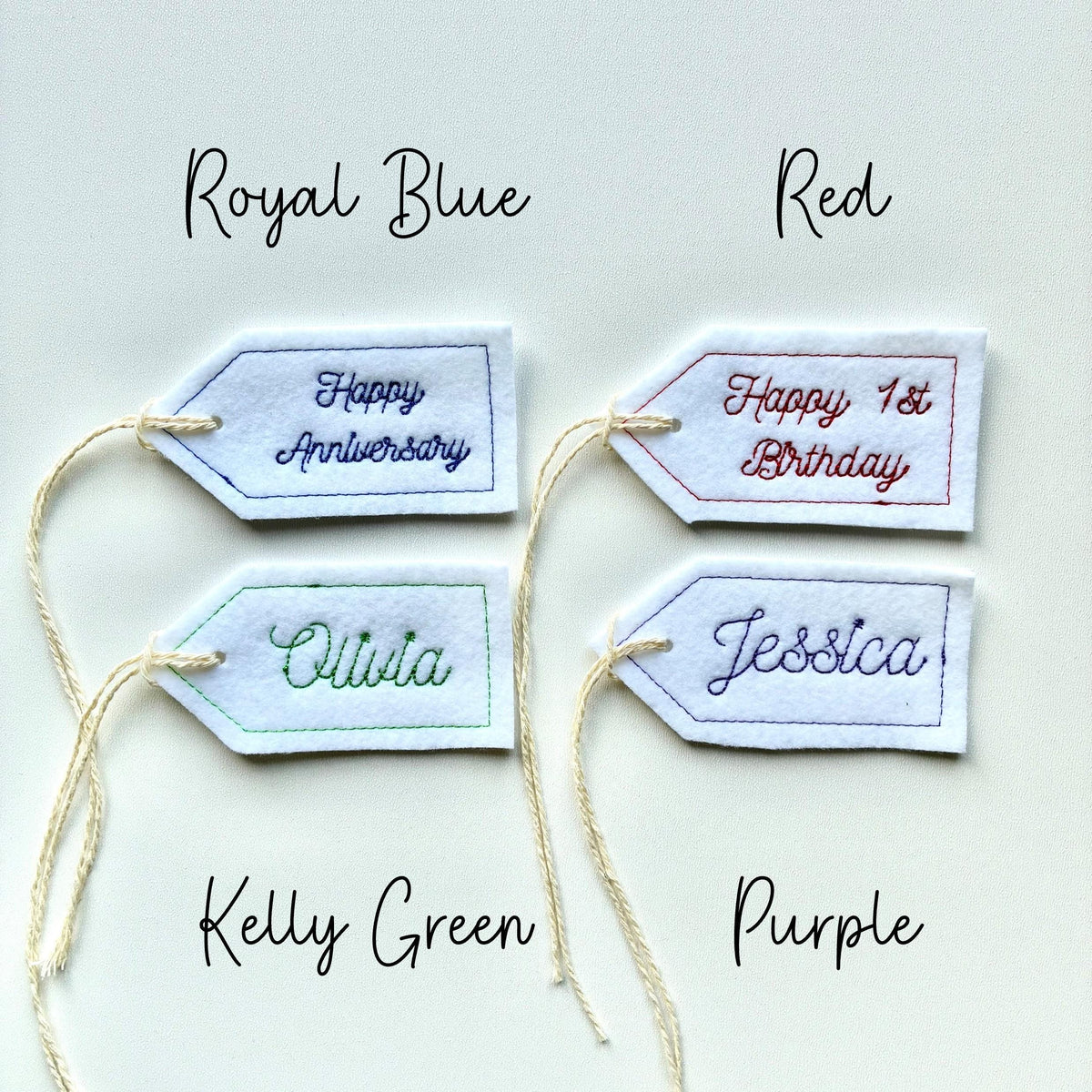 Personalised Embroidered Felt Gift Tag Custom Text Patch Party Present Label