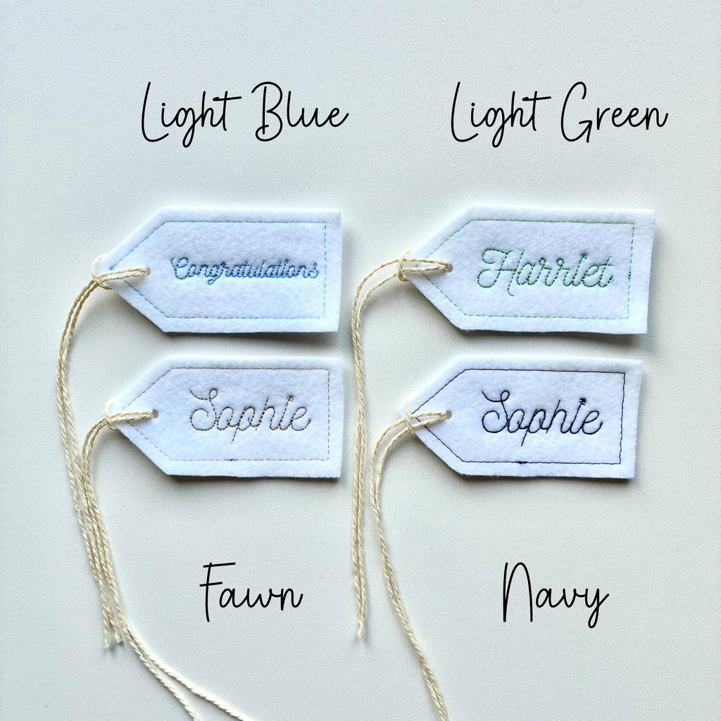 Personalised Embroidered Felt Gift Tag Custom Text Patch Party Present Label