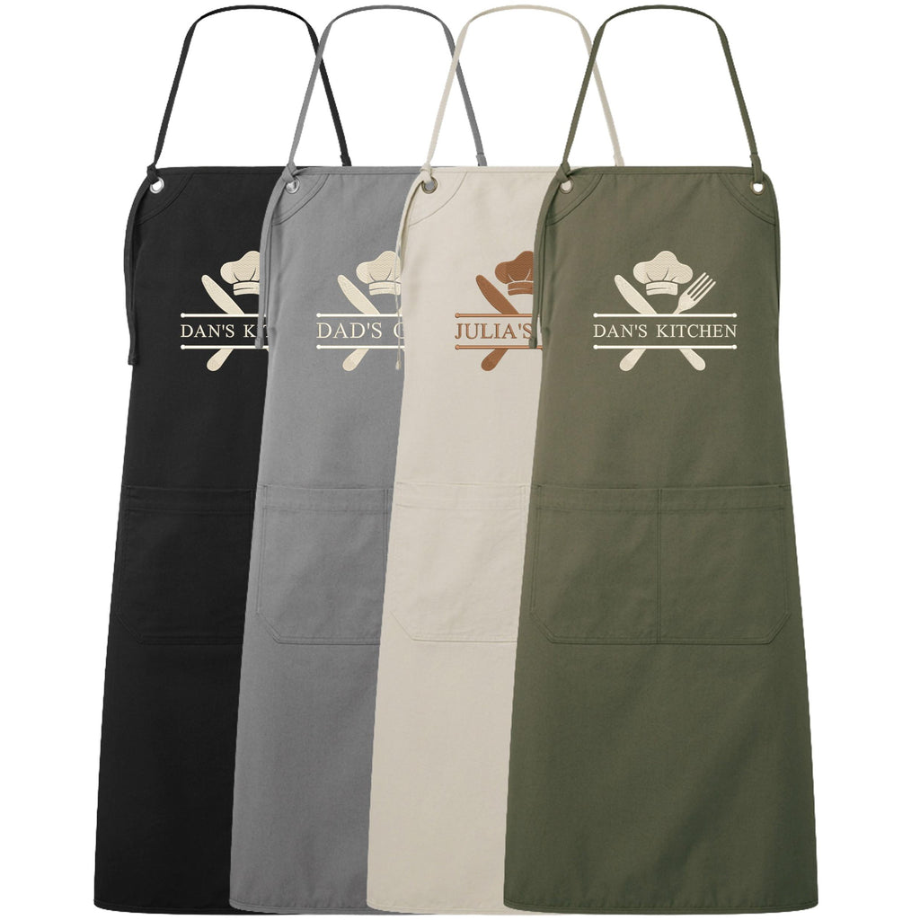 Embroidered Personalised Name Chef Apron Custom Text Kitchen Baking BBQ Gift